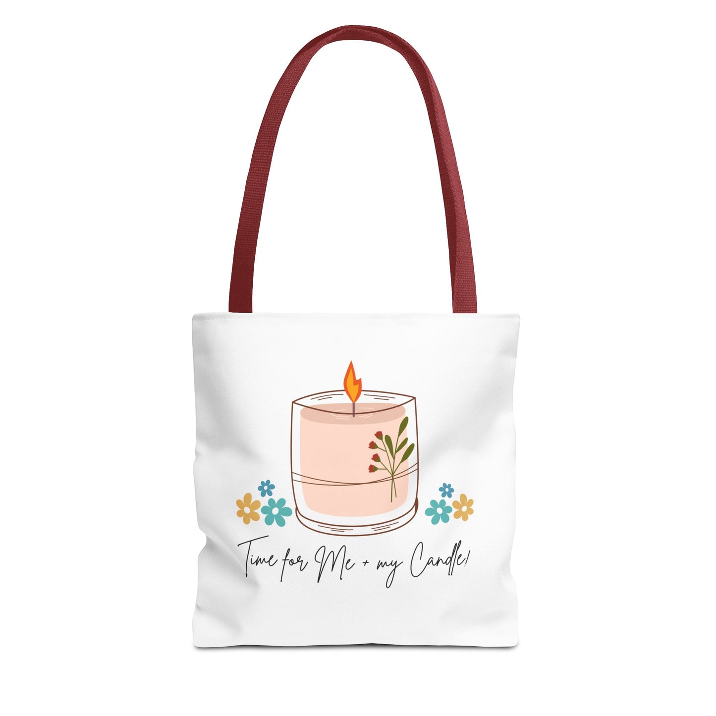 "Time for Me + my Candle!" Candle Lover's Tote Bag, Floral Tote, Gift for Her, Eco-Friendly