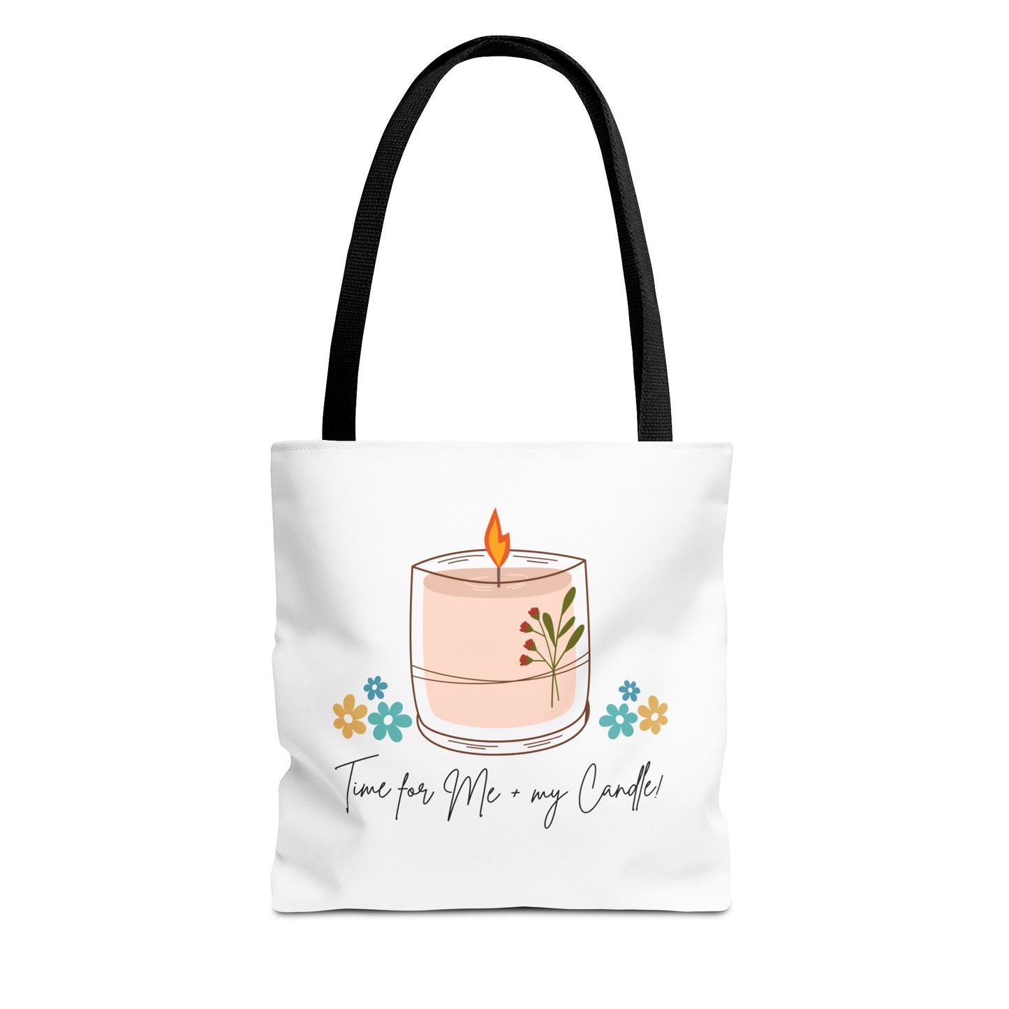 "Time for Me + my Candle!" Candle Lover's Tote Bag, Floral Tote, Gift for Her, Eco-Friendly