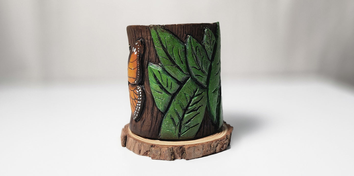 Wax Butterfly candle Holder - Tallado en Vela - Artesania Puerto Rico