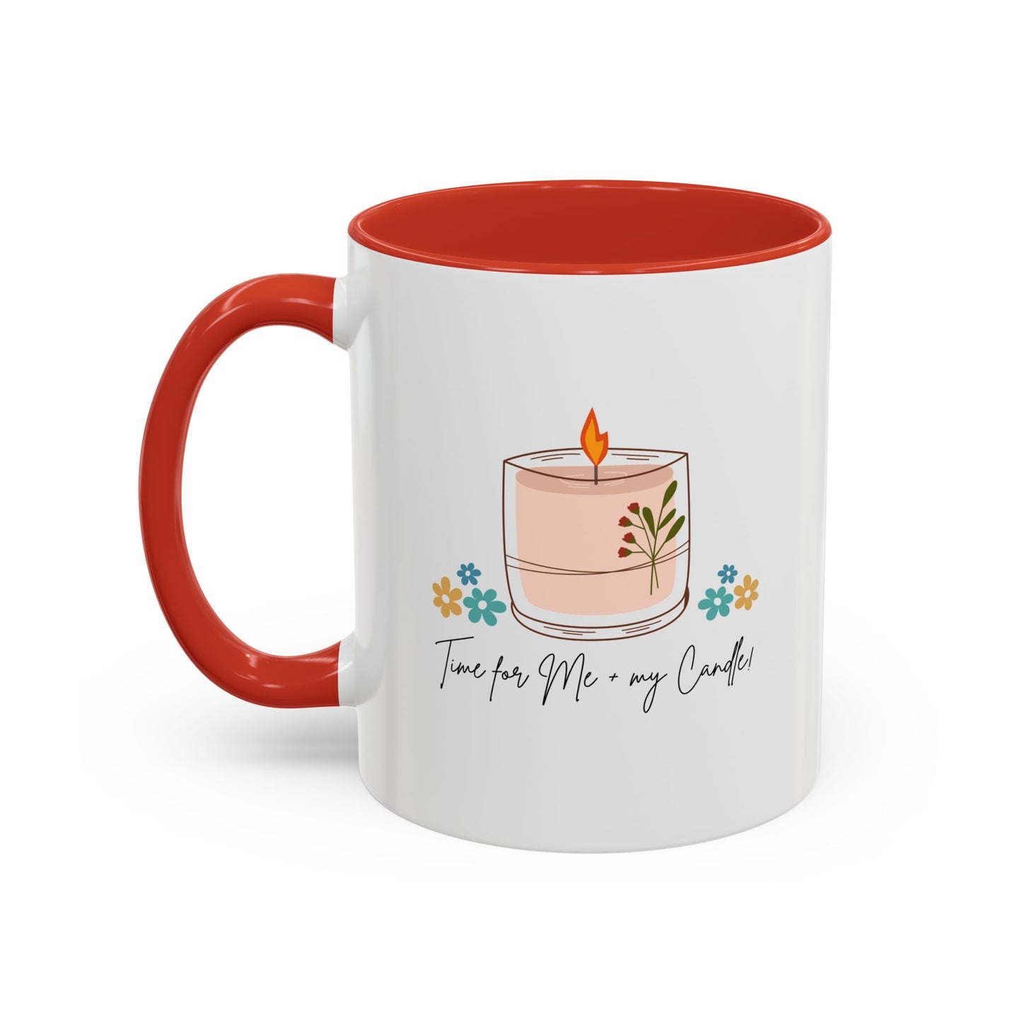 "Time for Me + my Candle" Accent Coffee Mug - Inspirational Gift for Coffee Lovers, Perfect for Home or Office