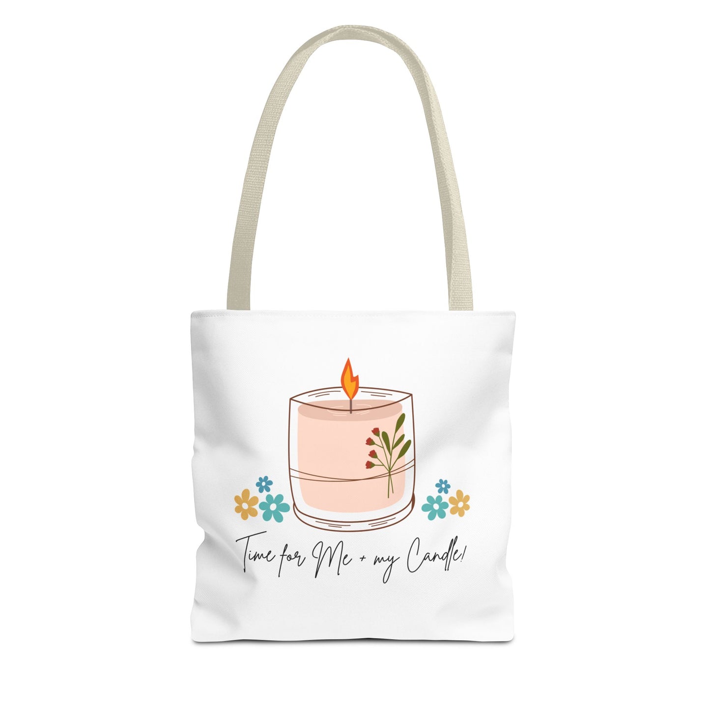 "Time for Me + my Candle!" Candle Lover's Tote Bag, Floral Tote, Gift for Her, Eco-Friendly
