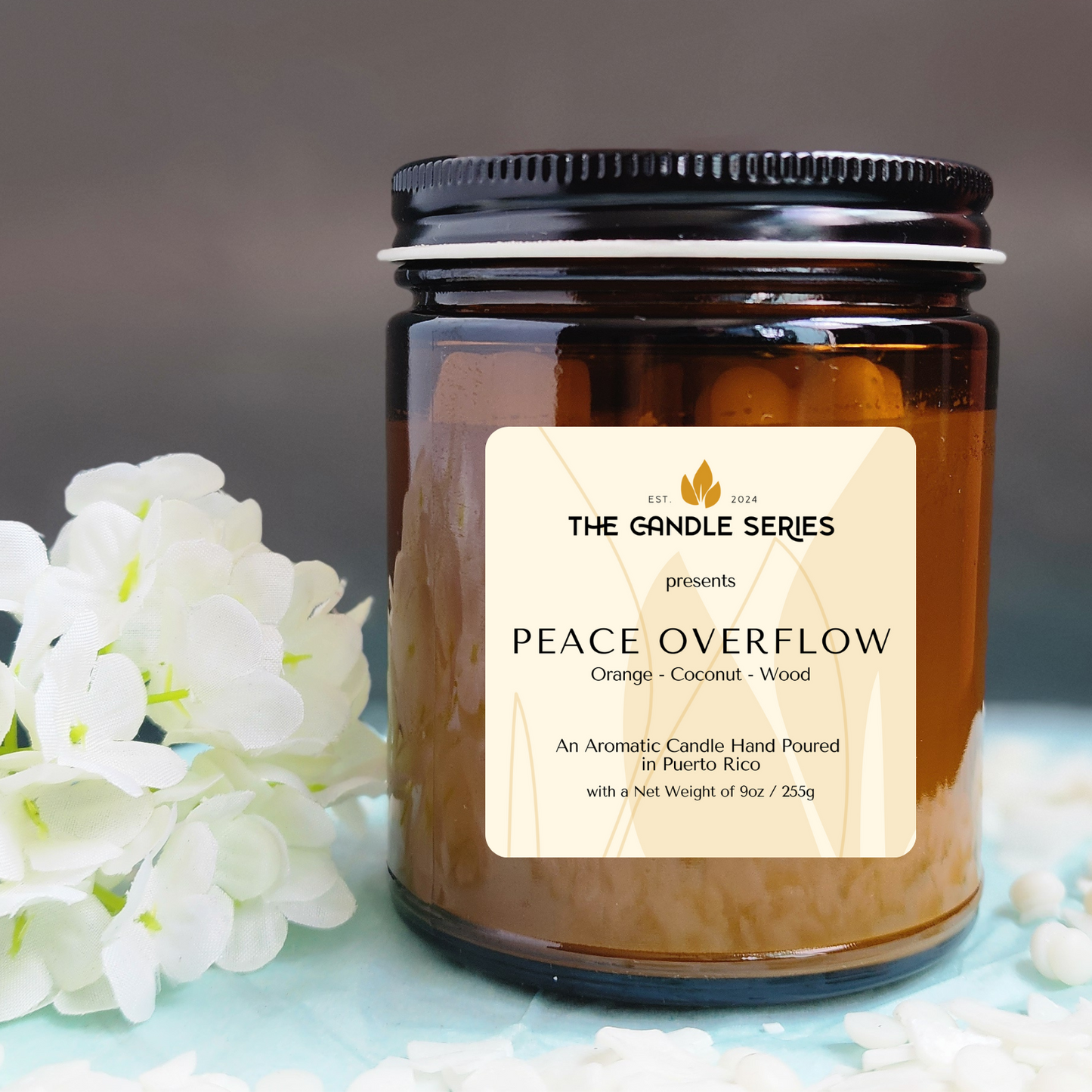 Peace Overflow Candle - (Orange, Coconut, Wood)