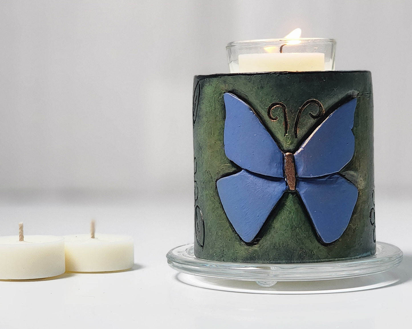 Mariposa Tallado en Vela / Candle Holder Carving / Artesania Puerto Rico