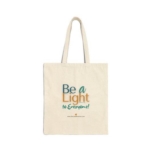 Inspirational Cotton Canvas Tote Bag - Be a Light to Everyone! Eco-Friendly Shopping Bag, Gift for Friends, Beach Tote, Teacher Gift
