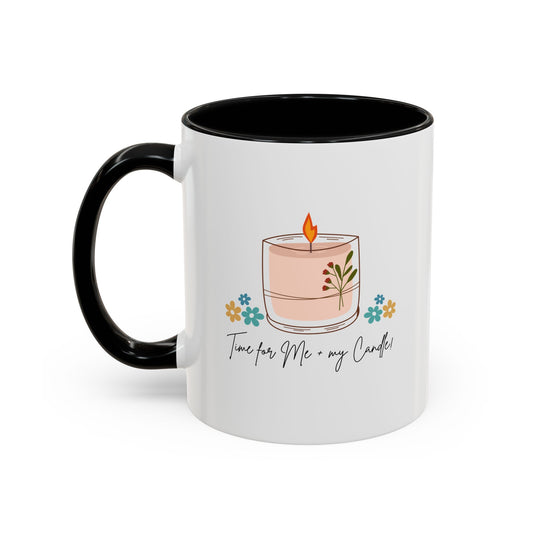 "Time for Me + my Candle" Accent Coffee Mug - Inspirational Gift for Coffee Lovers, Perfect for Home or Office