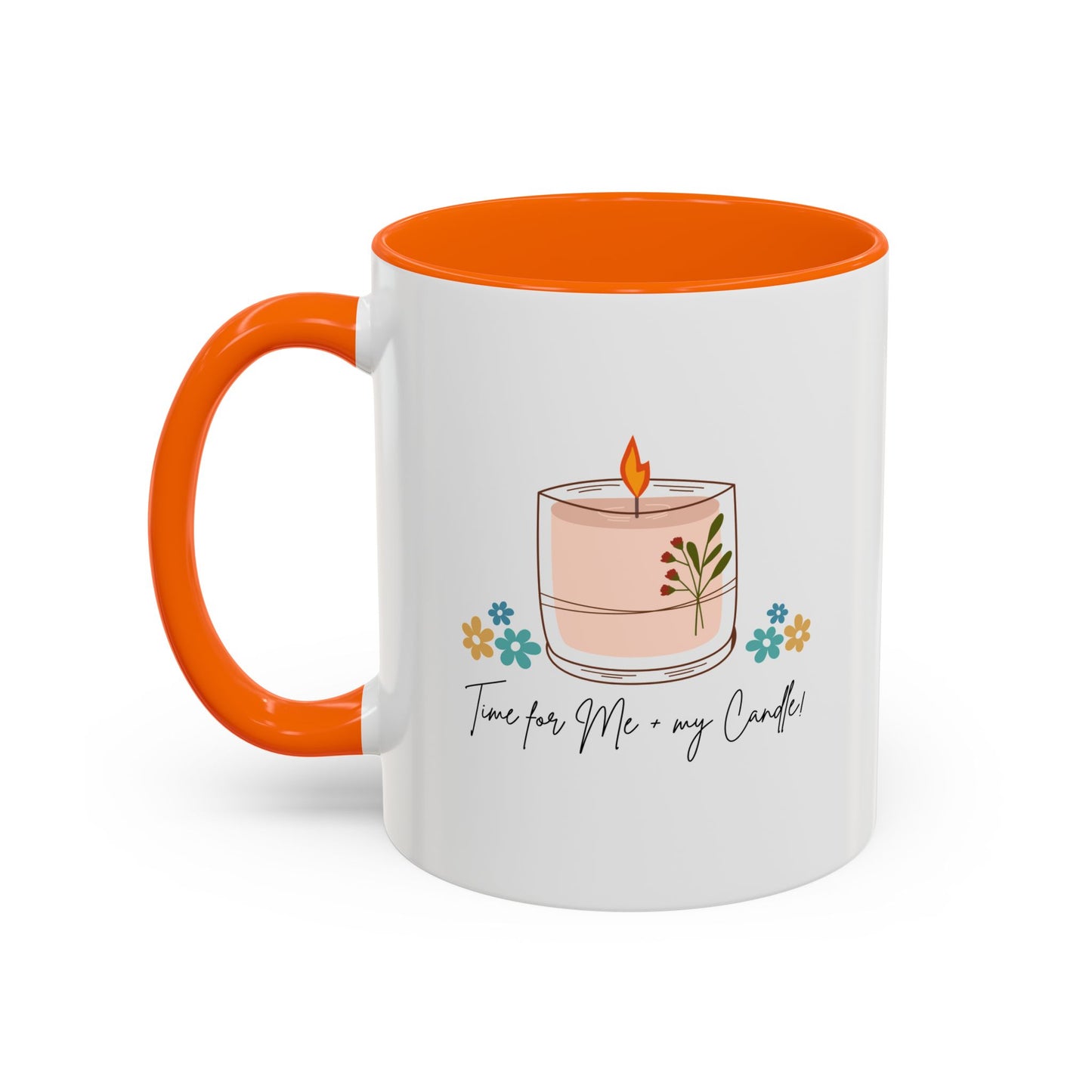 "Time for Me + my Candle" Accent Coffee Mug - Inspirational Gift for Coffee Lovers, Perfect for Home or Office