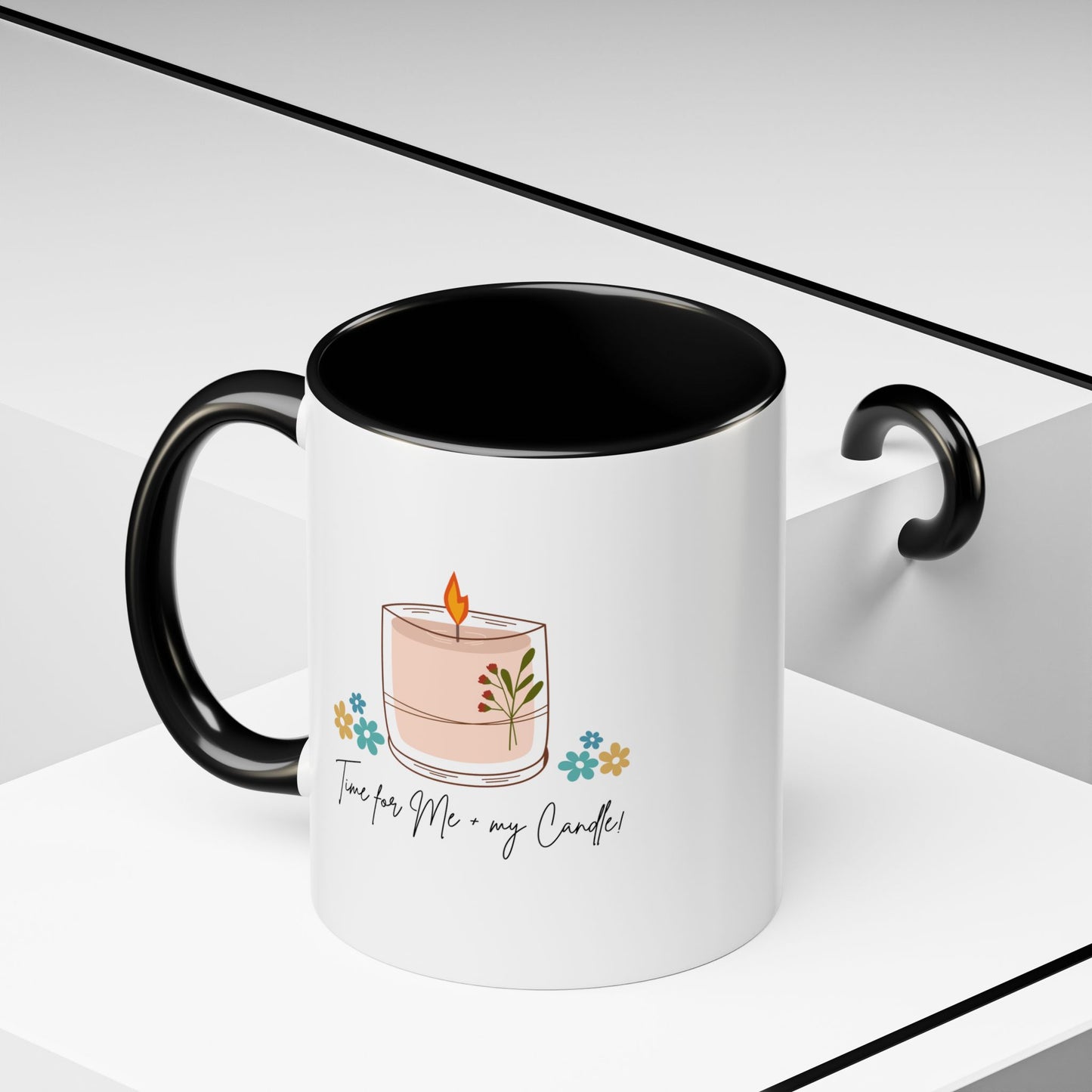 "Time for Me + my Candle" Accent Coffee Mug - Inspirational Gift for Coffee Lovers, Perfect for Home or Office